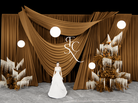 brown shape cloth curtain wedding design