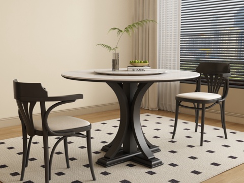 French Round Dining Table and Chair