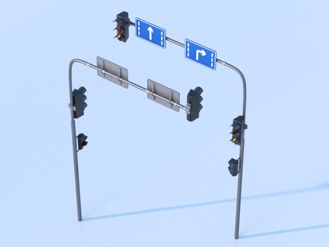 Road signs, intersection signs, traffic lights