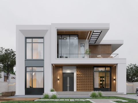 Modern single-family villa architectural appearance