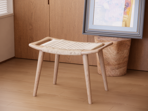 Middle-style rattan stool