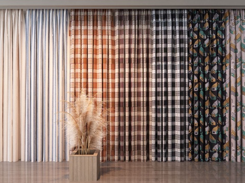 Curtain Fabric Check Curtain