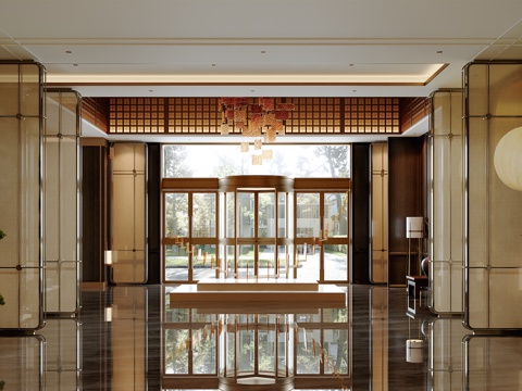 New Chinese Hotel Lobby Revolving Door Entrance