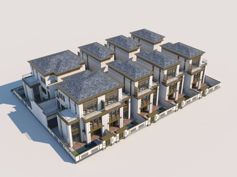 New Chinese-style townhouse single building