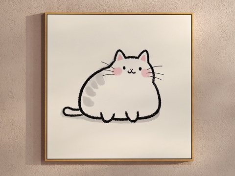 Cream Style Simple Cat Painting Cartoon Hanging Painting