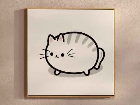 Cream Style Simple Cat Painting Children's Hanging Painting