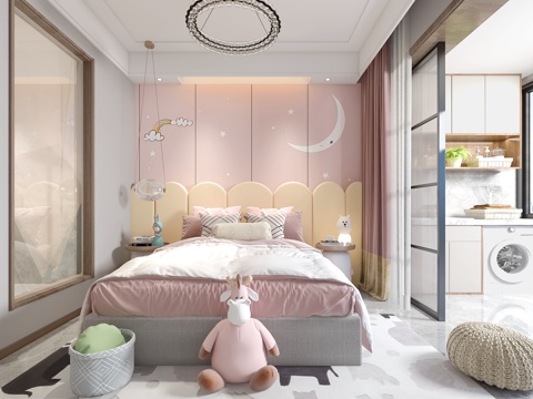 Modern kids Bedroom daughter room with balcony