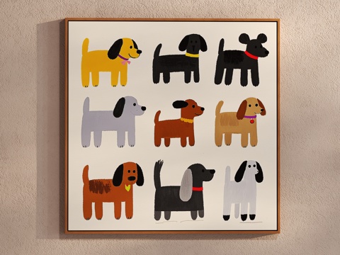 Cream Style Puppy Painting Children's Hanging Painting