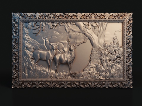 European-style relief painting carving painting sika deer painting