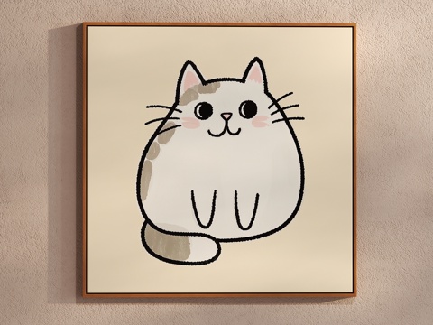 Cream Style Simple Painting Cat Painting Cartoon Children's Hanging Painting