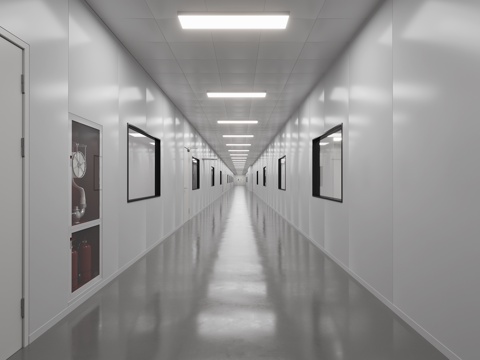 Modern factory workshop corridor