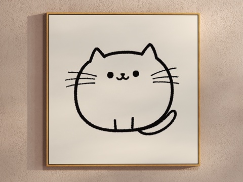 Cream Style cat painting cartoon children's painting