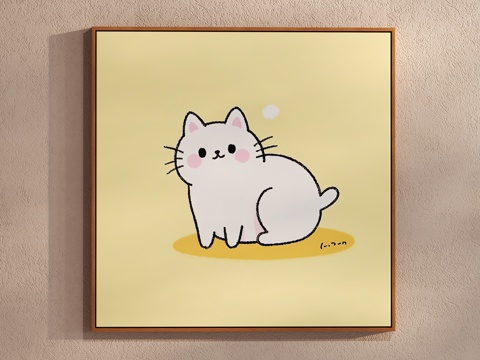 Cream Style Simple Cat Painting Children's Hanging Painting