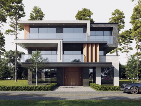 Modern single-family villa exterior