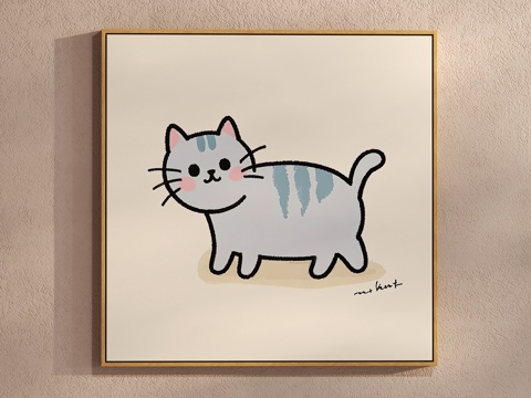 Cream Style Cat Painting Simple Hanging Painting