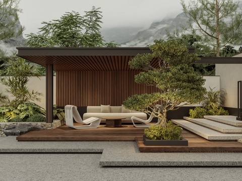 Modern Villa Garden Courtyard Pavilion