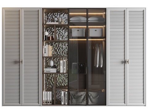 Modern Shutter Door Wardrobe Decorative Cabinet