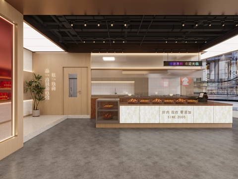 Cashier at the front desk of the rear kitchen in the card holder area of the modern light food store