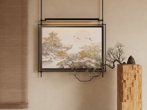 Neo-Chinese Style Decorative Painting Metal Rod Hanging Painting Architectural Painting