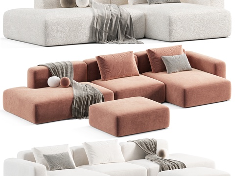 Modern fabric sofa stitching multi-person sofa