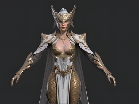 Gold female warrior game character