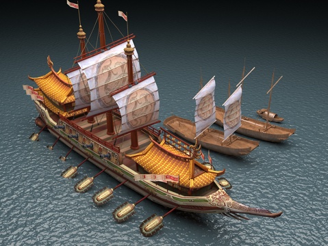 Chinese ship, ancient ship, ancient merchant ship, ancient warship