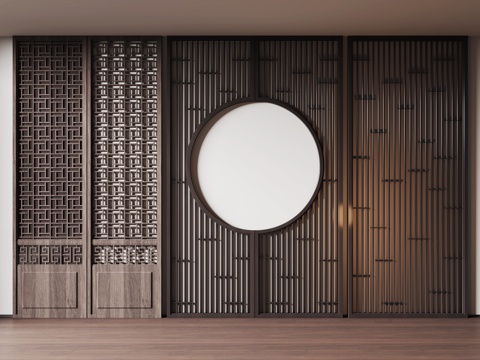 Neo-Chinese Style Screen Partition Wooden Partition Hollow Partition