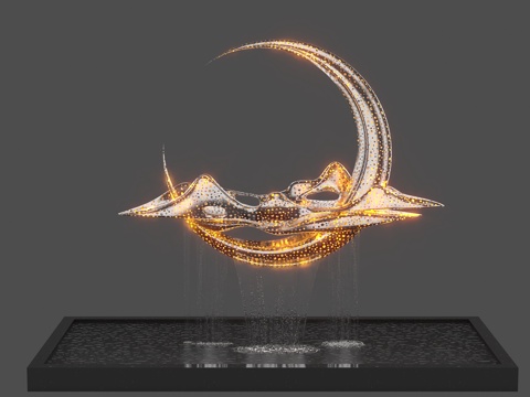 Stainless steel moon moon sculpture pool water sculpture