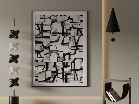 Modern Decorative Painting Black and White Abstract Painting