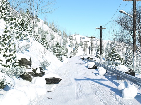 Winter snow snow snow stones snow trees snow pavement