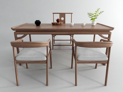 Modern Solid Wood Tea Table and Chair