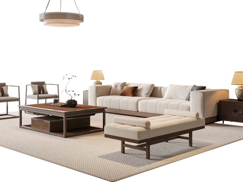 New Chinese Song Style Sofa Coffee Table Sectional Sofa