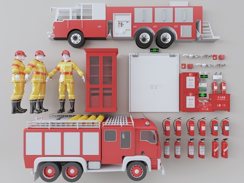 Fire truck, fire hydrant, fire fighting equipment