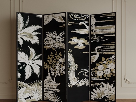 Middle Ancient Screen Folding Screen