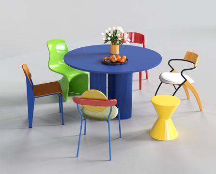 Dopamine Dining Table and Chair Memphis Round Table Bauhaus Dining Table