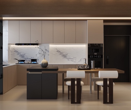 Modern Island Diner Open Kitchen