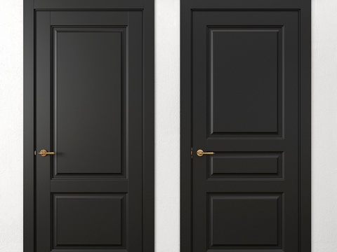 Modern swing door single door black door