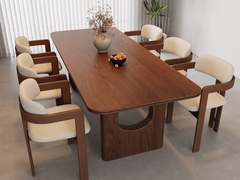 Middle-style dining table and chair solid wood dining table