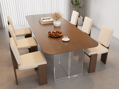 Middle-style dining table and chair solid wood dining table