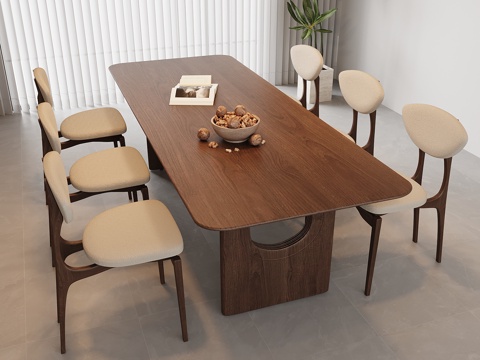 Middle-style dining table and chair solid wood dining table