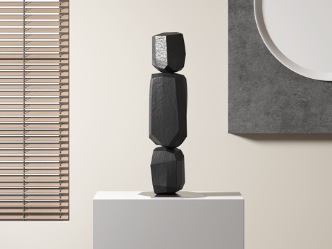 Modern Dark Stone Sculpture