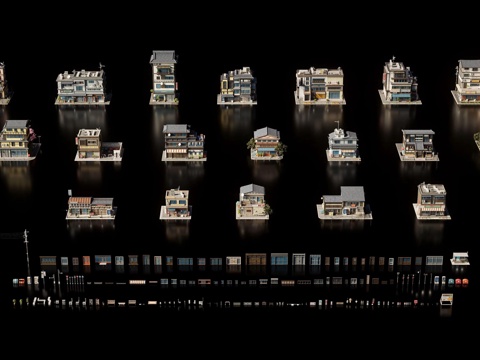 Japanese single building residential building building components