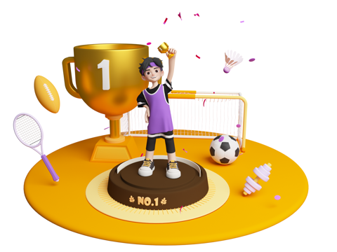 Sports Champion Scene Cartoon Characters Sports Art Display