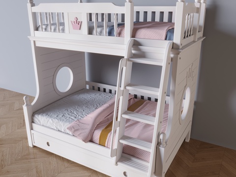 Cream Style up and down bed children high and low bunk bed