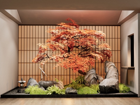 Japanese-style indoor landscape plant landscaping