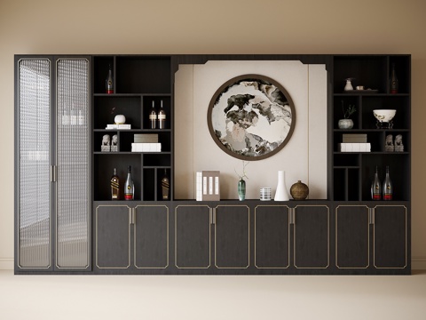 Chinese Style Wine Cabinet Sideboard