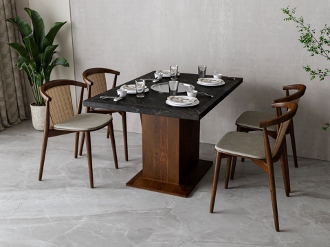 New Chinese Dining Table and Chair Marble Dining Table