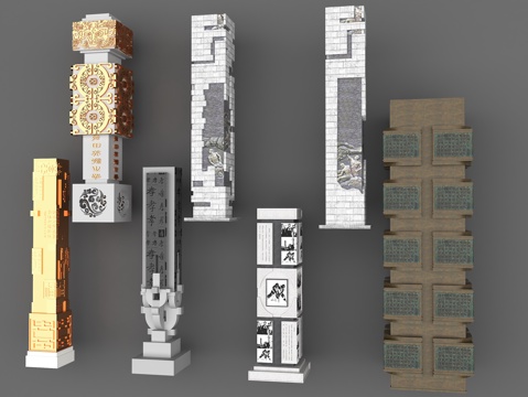 Chinese Style Square Column National Pillar Sick Pillar