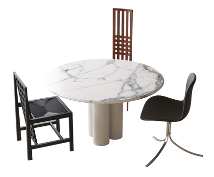 Round Dining Table and Chair Marble Dining Table