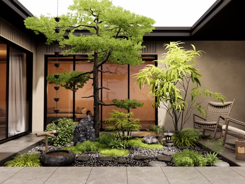 New Chinese Atrium Patio Garden Landscape